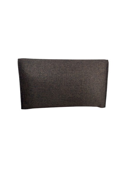 Sac à main en jute chocolat avec broche en pierre
