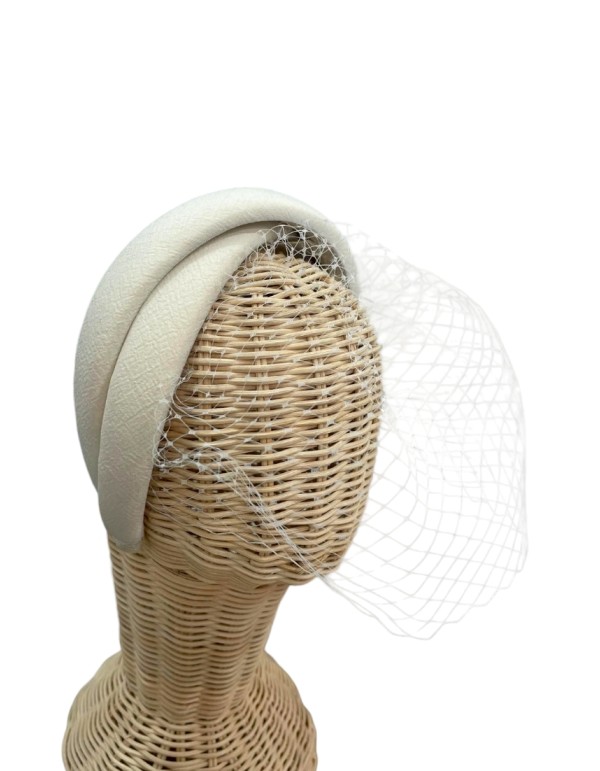 Raw double guest headband with lattice veil 2
