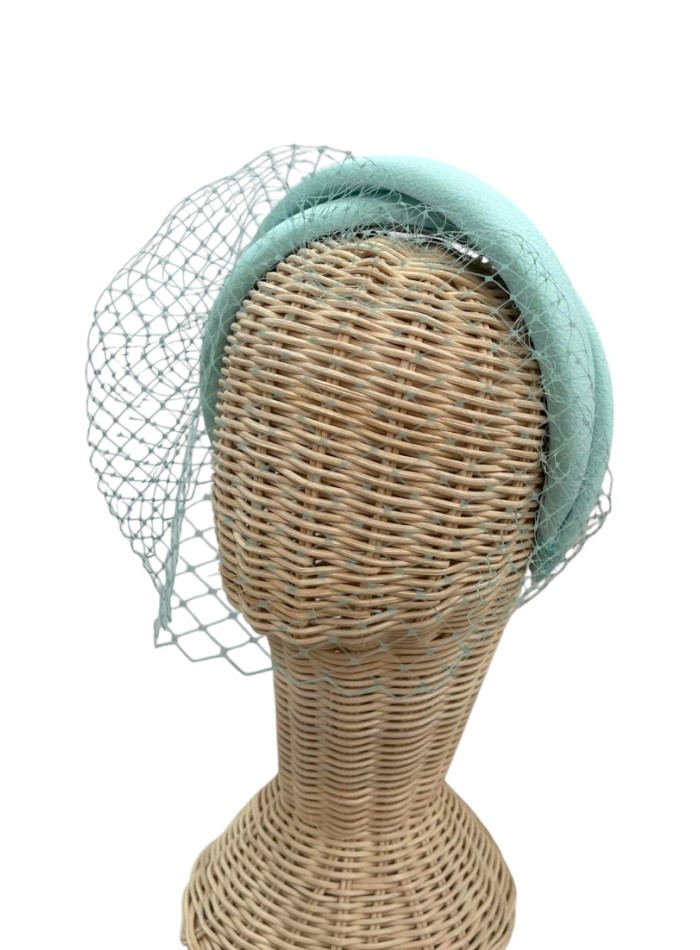 Bandeau double d'invité vert aqua avec voile en résille