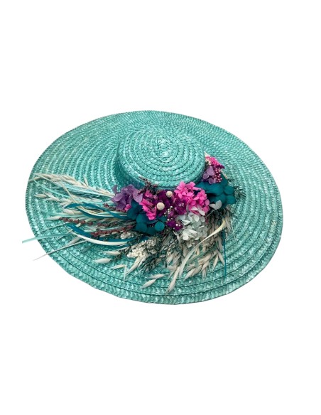 Water green guest shawl with floral embellishment