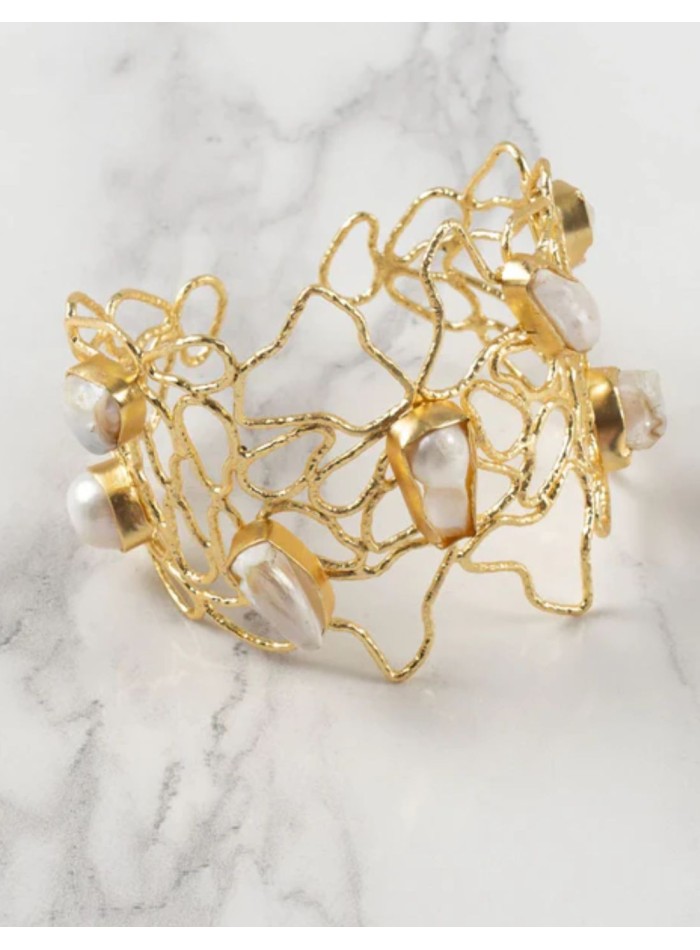 Brazalete dorado con piedras de color cuarzo