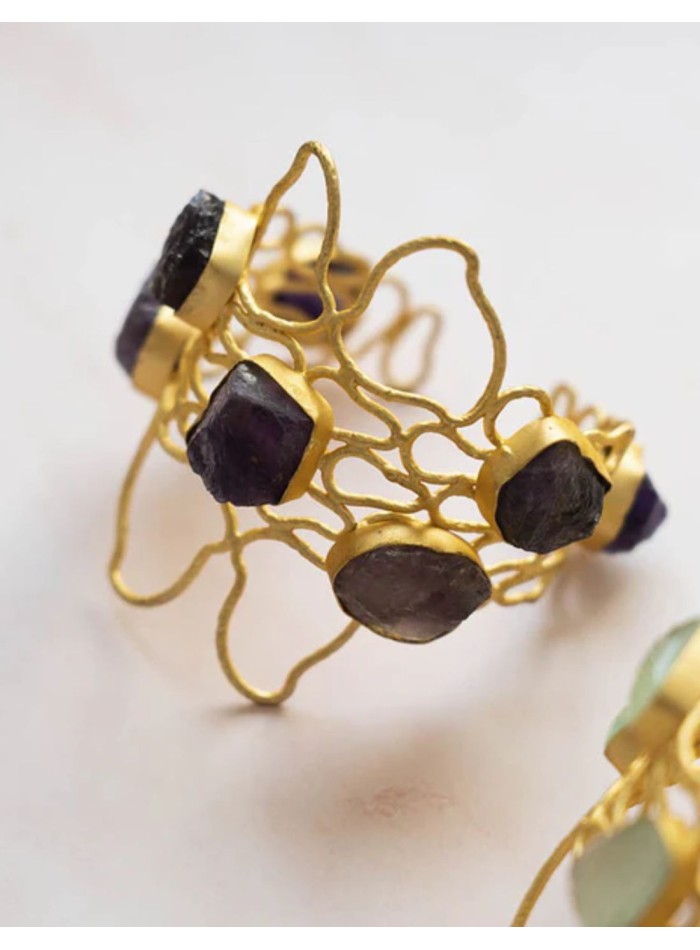 Brazalete dorado con piedras de color cuarzo