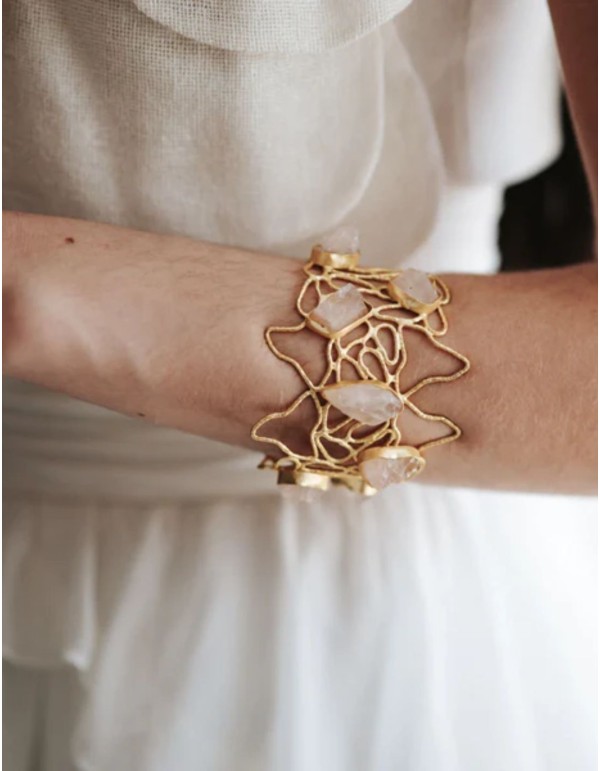 Brazalete dorado con piedras de color cuarzo 2