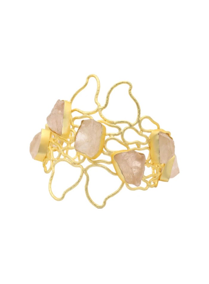 Brazalete dorado con piedras de color cuarzo
