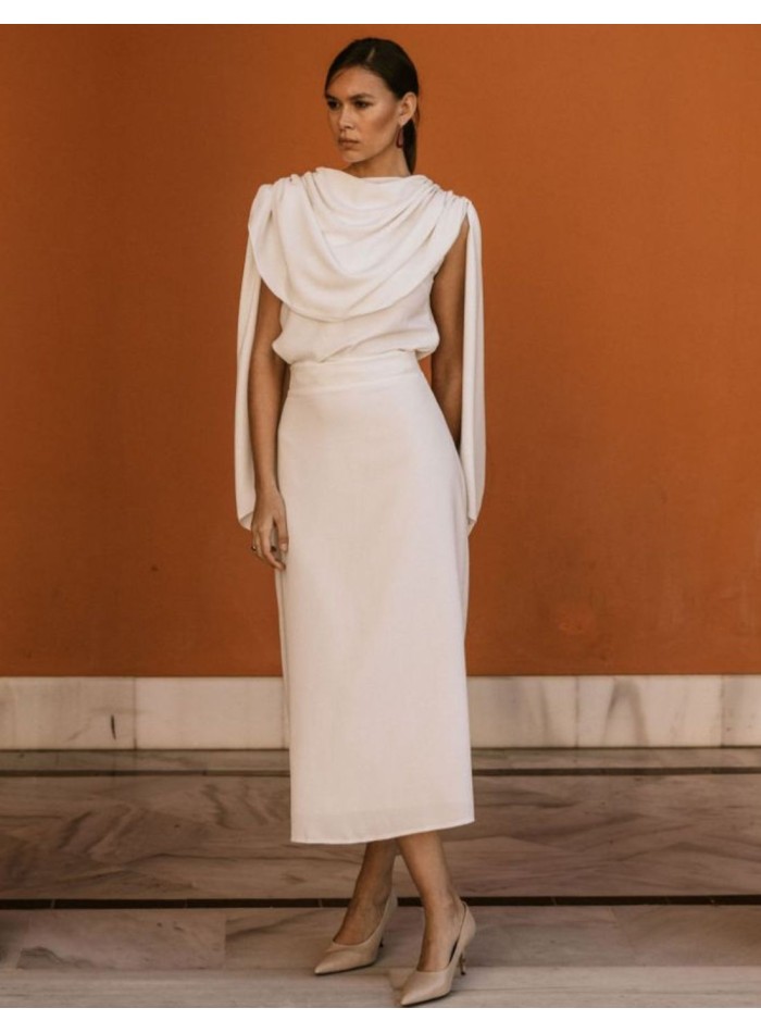 Raw flared midi skirt