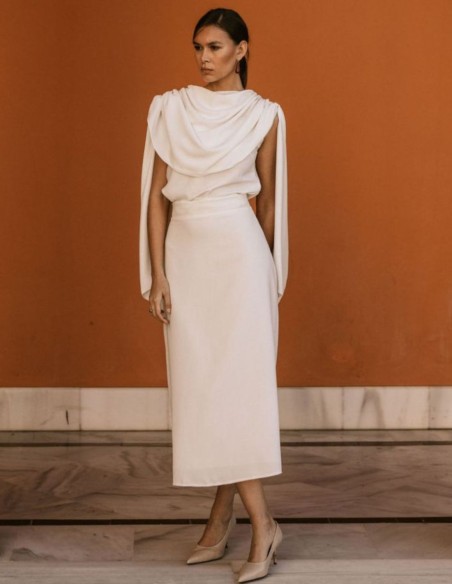 Falda midi evasé cruda