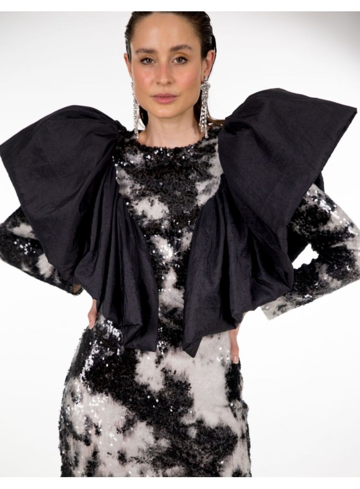 Mini robe à paillettes avec imprimé noir et blanc