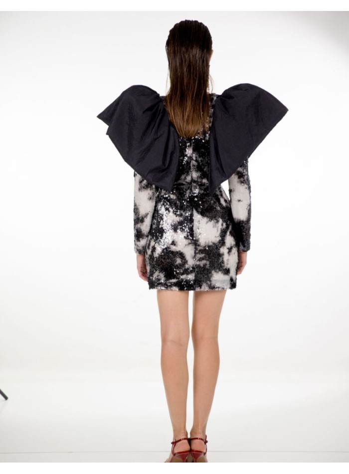 Mini robe à paillettes avec imprimé noir et blanc