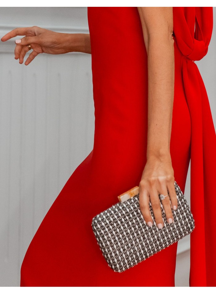 Sac de fête avec effet raphia et détails en pierre