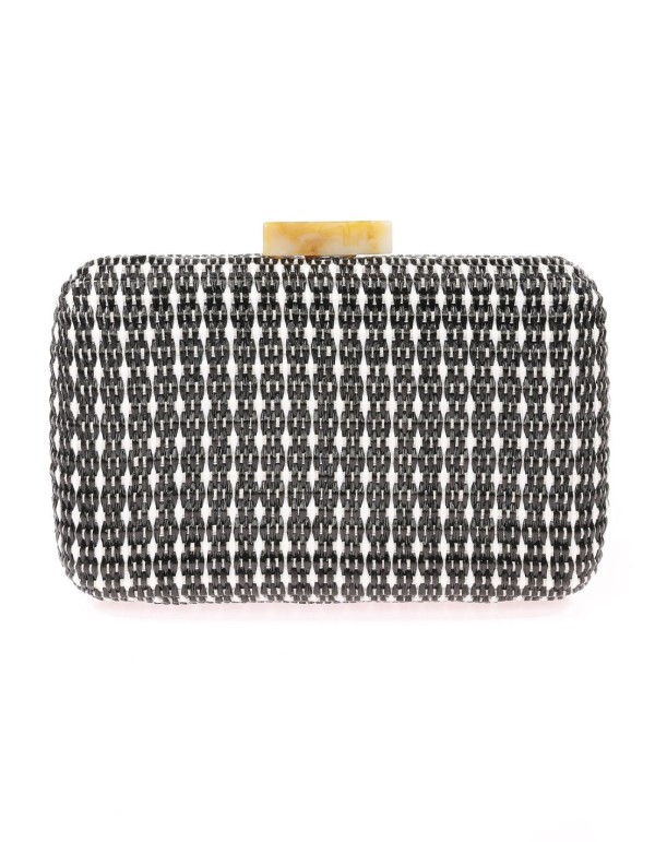 Sac de fête avec effet raphia et détails en pierre