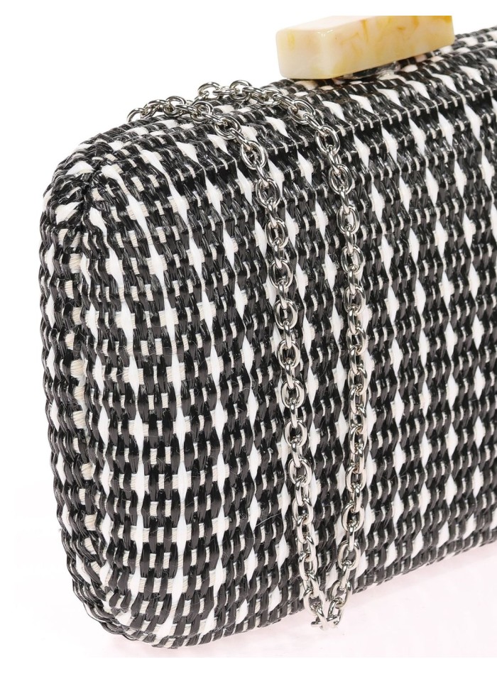 Sac de fête avec effet raphia et détails en pierre