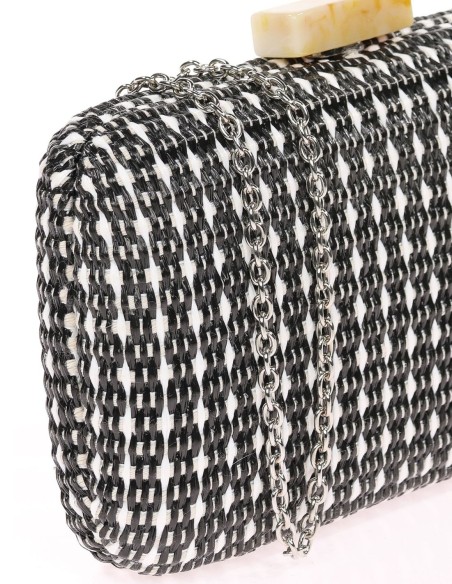 Sac de fête avec effet raphia et détails en pierre