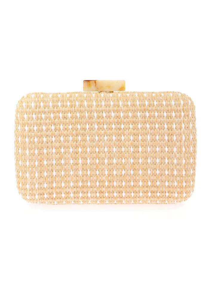 Party bag with raffia effect and stone detail