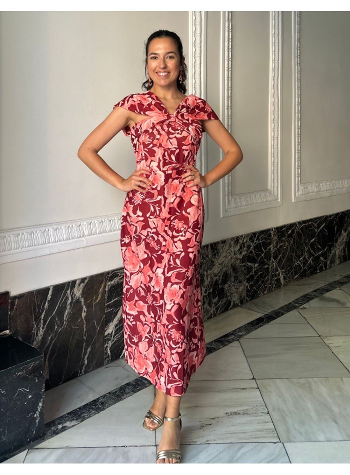 Robe midi à imprimé floral