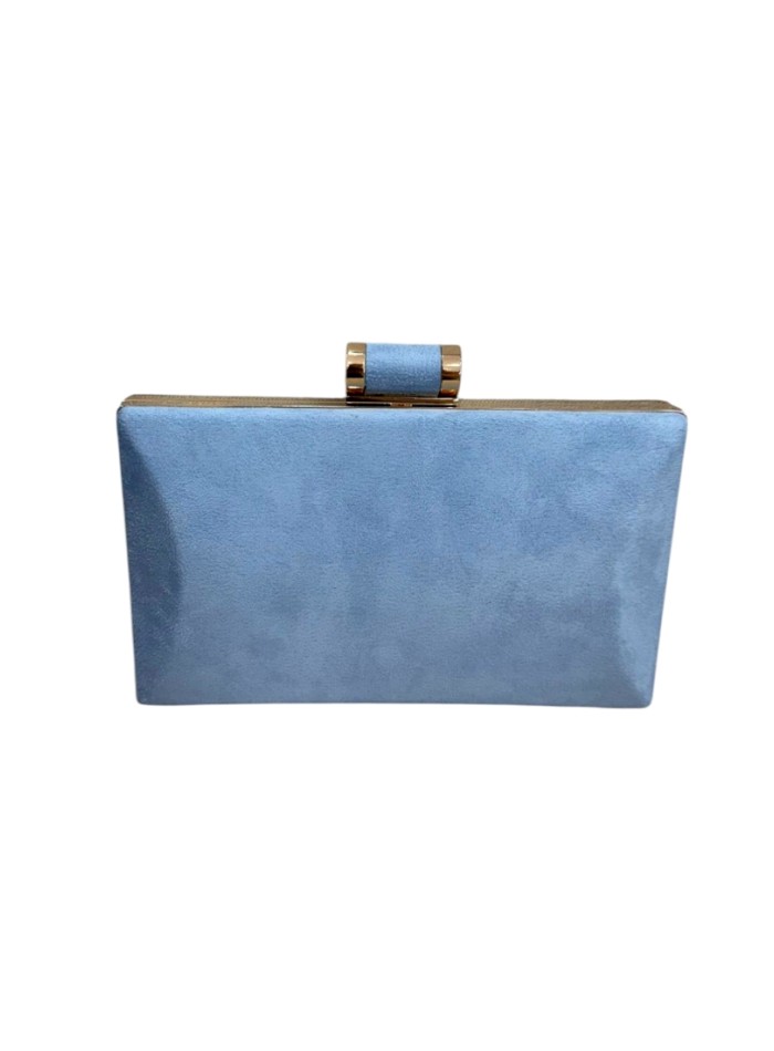 Light blue rectangular suede party handbag