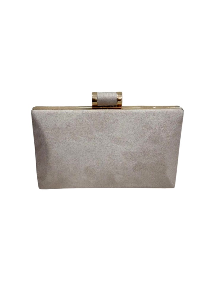 Nude rectangular suede party handbag