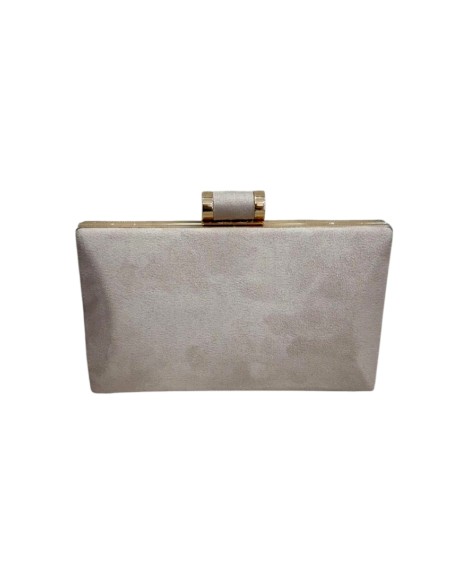 Nude rectangular suede party handbag