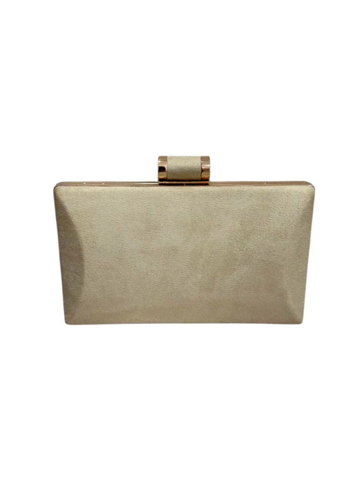 Beige beige rectangular suede party bag