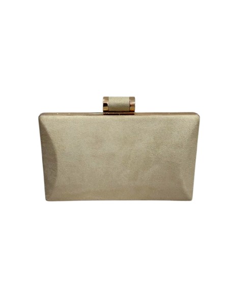 Bolso de fiesta beige de antelina rectangular