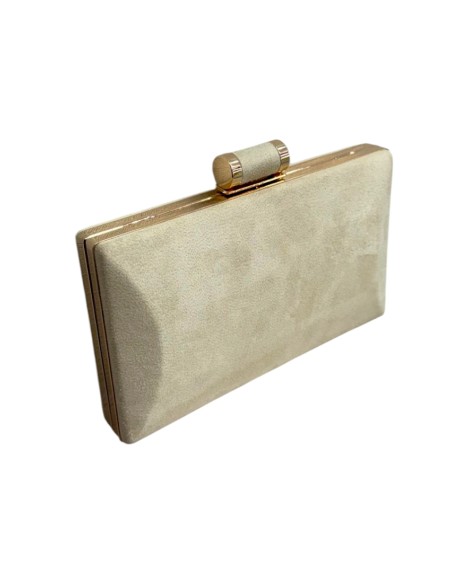 Beige beige rectangular suede party bag