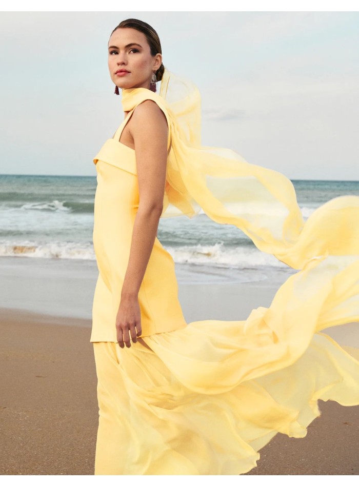 Yellow chiffon shawl