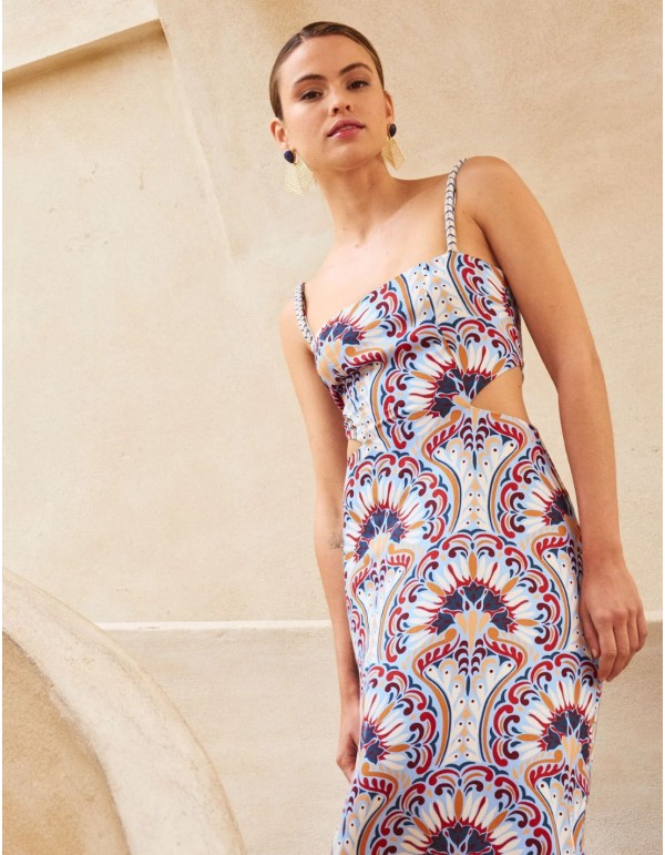 Long dress with geometric print 2