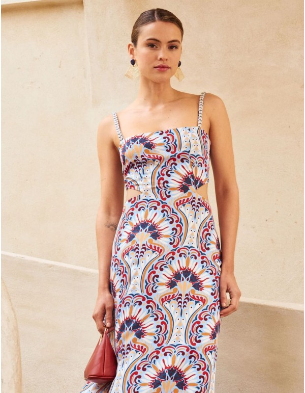 Long dress with geometric print