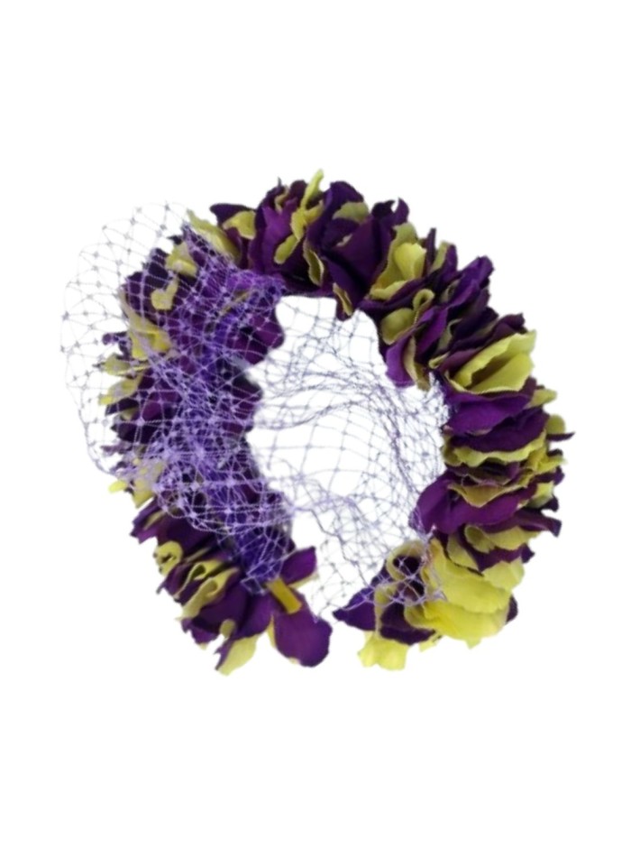 Headband with multicolored hydrangea petals