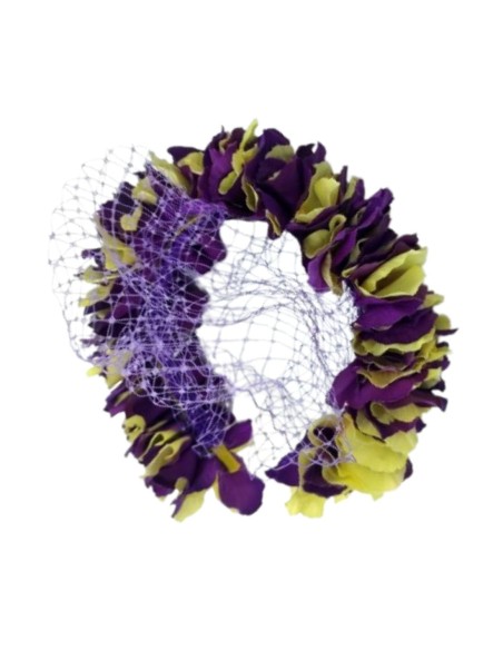 Headband with multicolored hydrangea petals