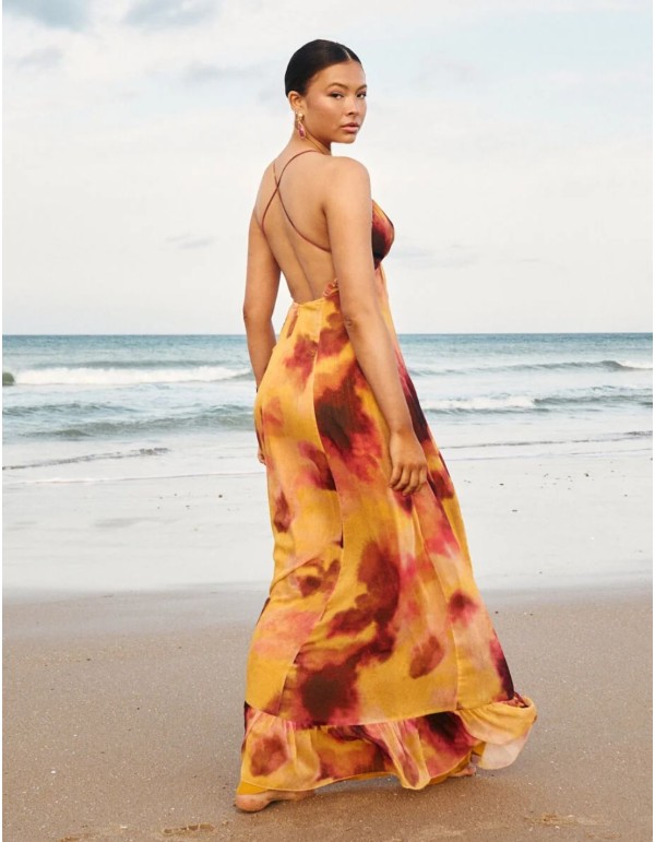 Long dress with watercolor print 2