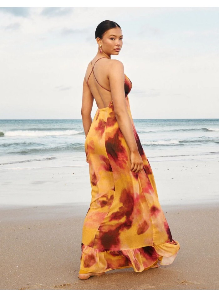 Vestido largo con estampado acuarelado