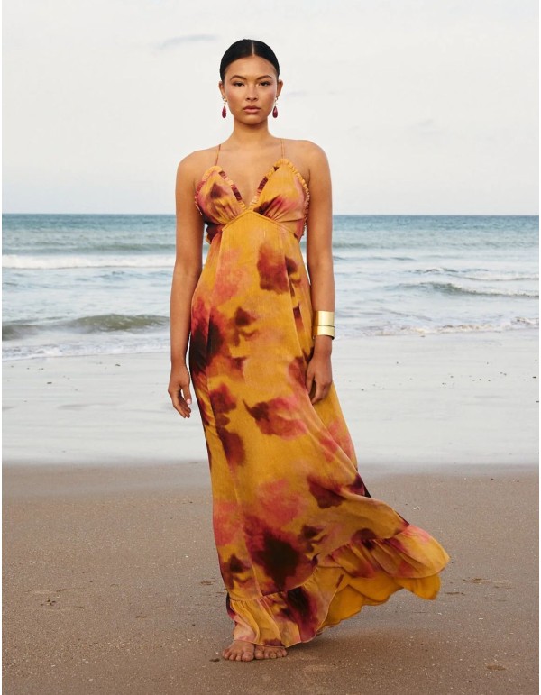 Long dress with watercolor print