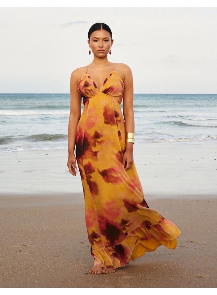 Robe longue avec imprimé aquarelle