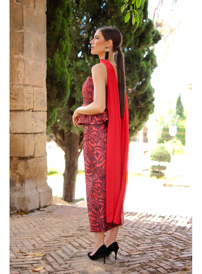 Chal de gasa color rojo