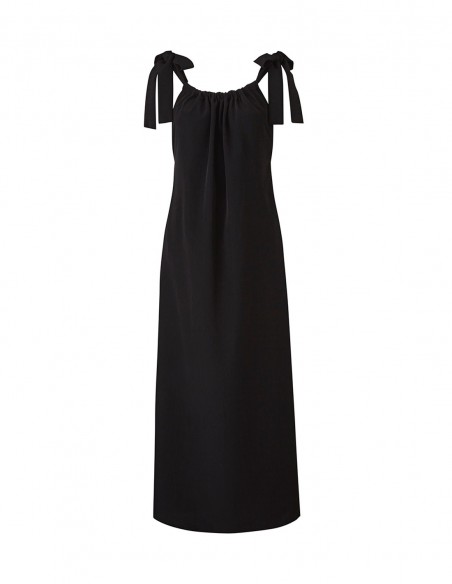 Black dress with ribbon detail in straps for INVITADISIMA Black dress with ribbon detail in straps for INVITADISIMA