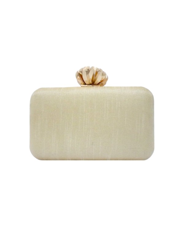 Pochette brodée métallique avec fermoir en forme de lotus 2