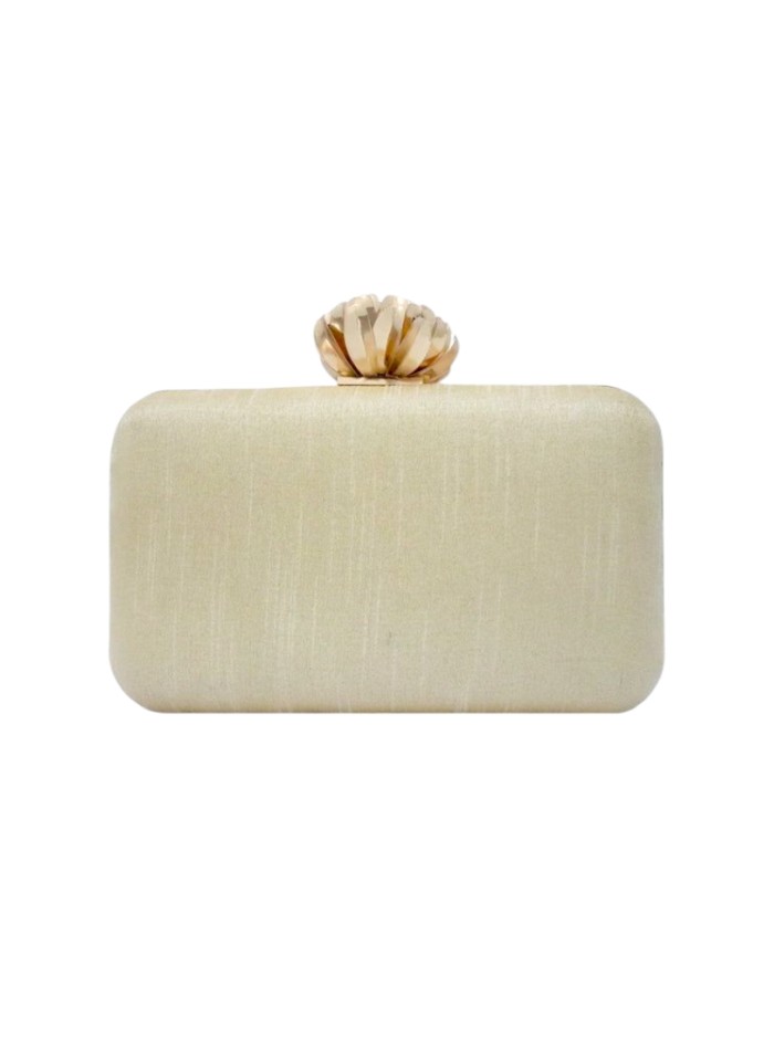 Pochette brodée métallique avec fermoir en...