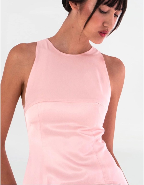 Vestido cóctel escote halter con falda evasé 2