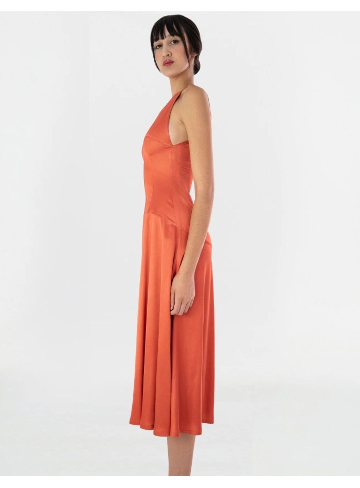 Cocktail dress with halter neckline and full skirt
