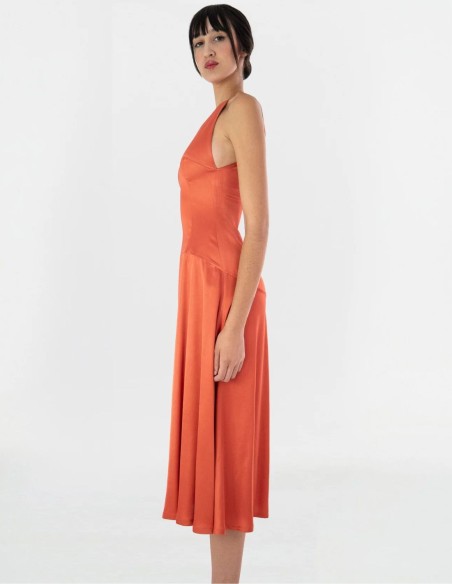 Cocktail dress with halter neckline and full skirt