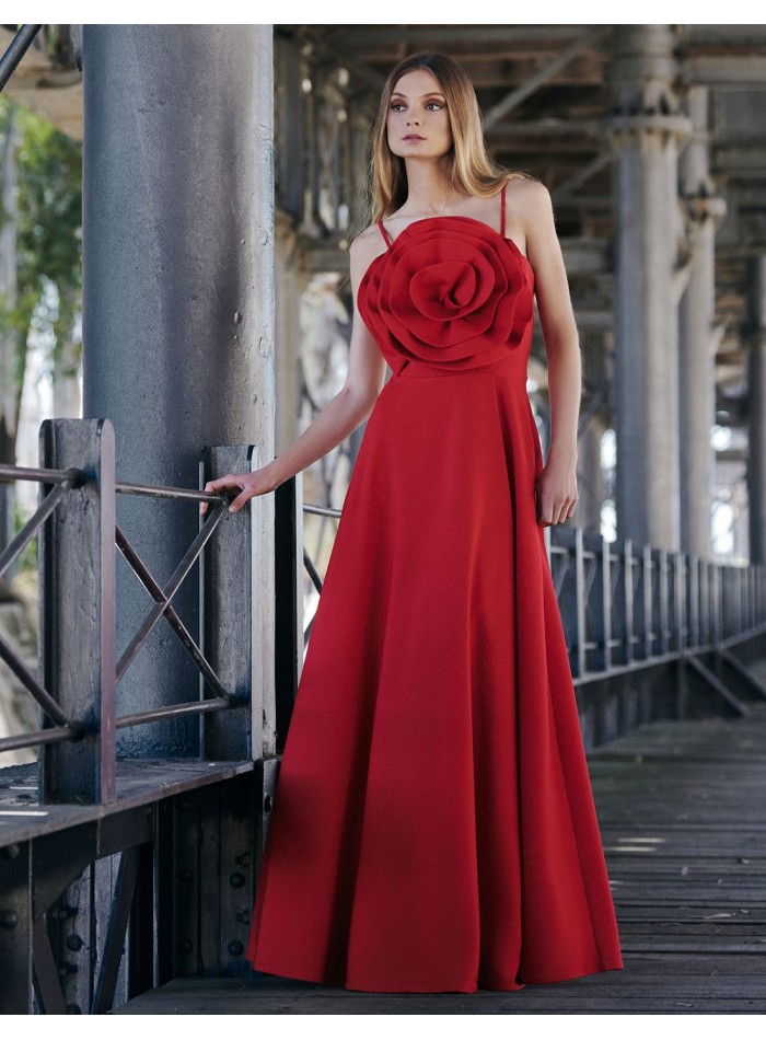 Robe d'invité longue avec corsage à fleurs maxi