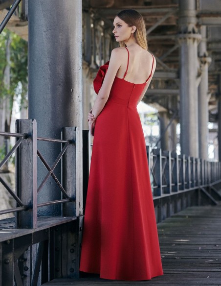 Long dress for guest with maxi flower bodice