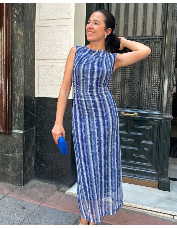 Printed chiffon midi dress with wide straps 2