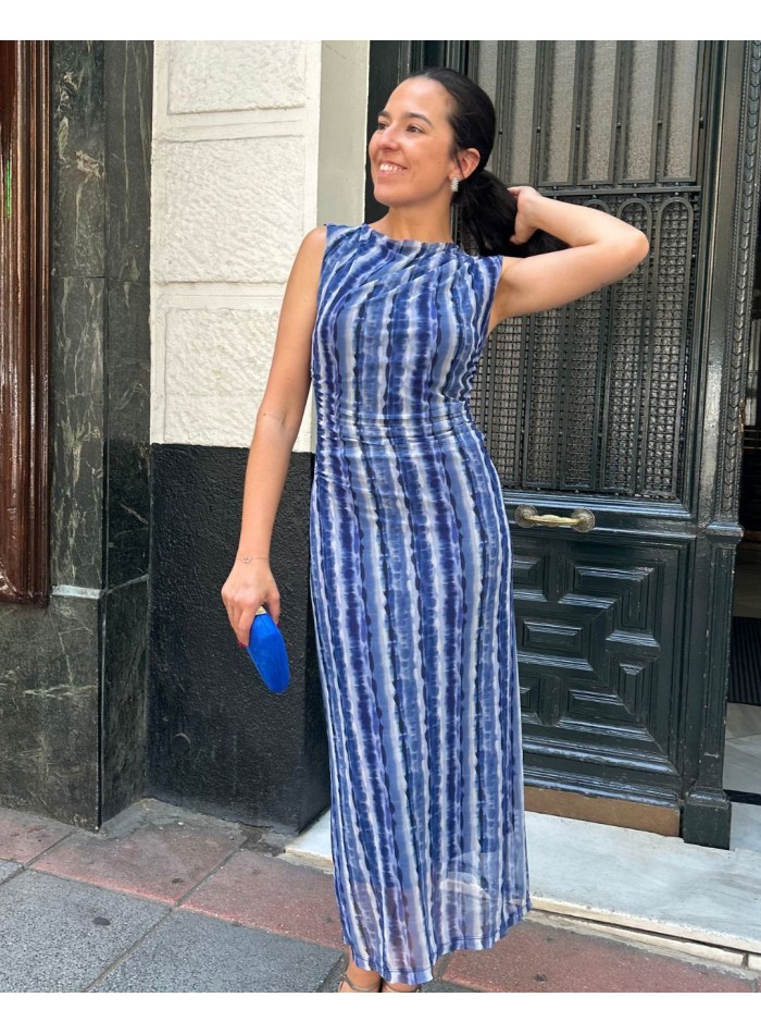 Robe midi en mousseline de soie imprimée à larges bretelles