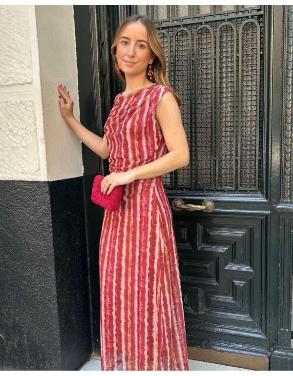 Printed chiffon midi dress with wide straps