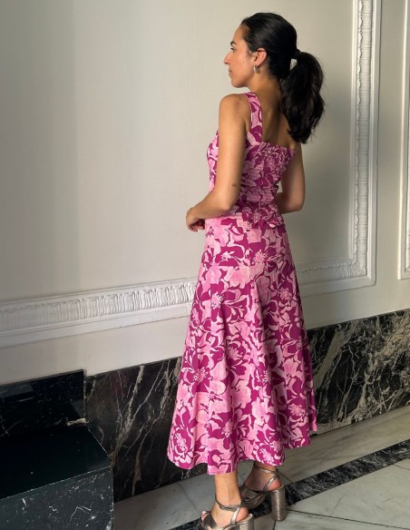 Conjunto estampado de top de tirante ancho y falda midi Conjunto estampado de top de tirante ancho y falda midi