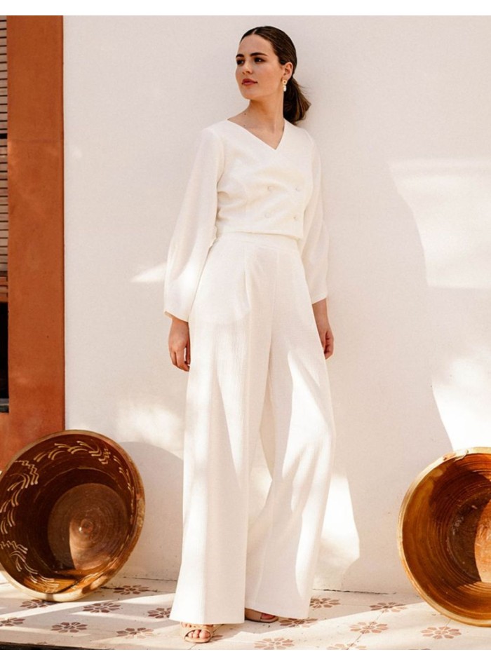 Pantalon long et large à taille haute