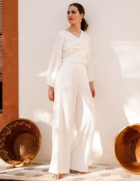 Pantalon long et large à taille haute