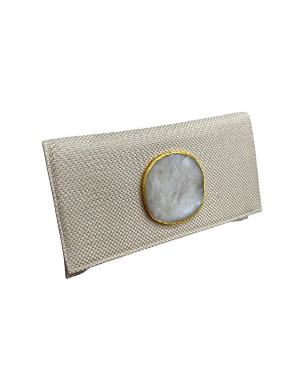 Portefeuille en jute brut avec pierre décorative et chaîne 2