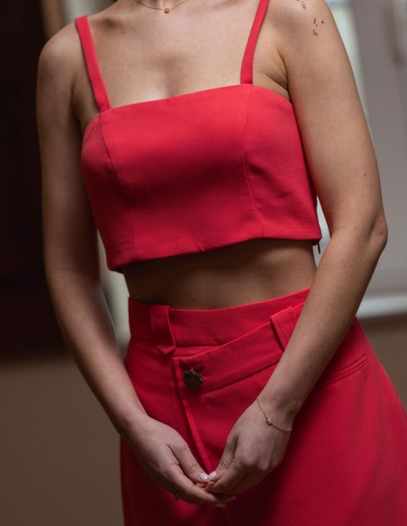 Conjunto de invitada de crop top con tirante fino y falda recta para fiesta Conjunto de invitada de crop top con tirante fino y falda recta para fiesta